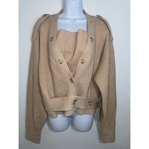 H&M Studio AW 2020 Runway Fisherman Chunky Knit Cardigan Sweater Women Large